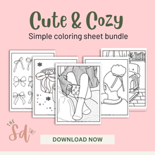 Load image into Gallery viewer, Cute and Cozy Coloring Page Bundle | Instant PDF Download