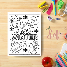 Load image into Gallery viewer, Hello Winter Coloring Page | Instant PDF Download