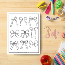 Load image into Gallery viewer, Bows Coloring Page | Instant PDF Download