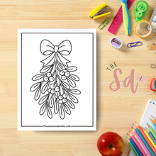 Load image into Gallery viewer, Mistletoe Coloring Page | Instant PDF Download