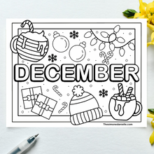 Load image into Gallery viewer, December Holiday Coloring Page