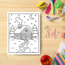Load image into Gallery viewer, Cozy Cabin Coloring Page | Instant PDF Download