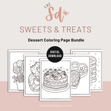 Load image into Gallery viewer, Sweets & Treats Dessert Coloring Bundle | Valentine’s Day Coloring Pages | Instant PDF Download
