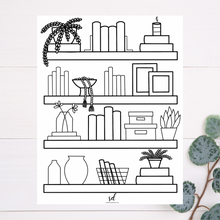 Load image into Gallery viewer, Bookshelf Coloring Page