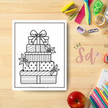 Load image into Gallery viewer, Gift Stack Coloring Page | Instant PDF Download