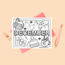 Load image into Gallery viewer, December Holiday Coloring Page