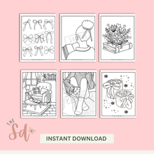 Load image into Gallery viewer, Cute and Cozy Coloring Page Bundle | Instant PDF Download