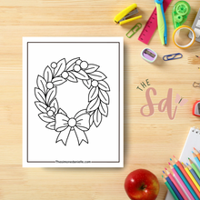 Load image into Gallery viewer, Simple Wreath Coloring Page | Instant PDF Download