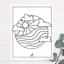 Load image into Gallery viewer, Sunset Waves Coloring Page