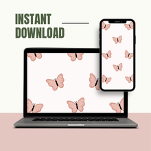 Load image into Gallery viewer, Blush Butterflies iPad Wallpaper
