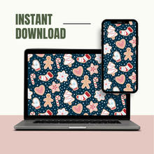 Load image into Gallery viewer, Christmas Cookies Navy Wallpaper