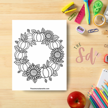 Load image into Gallery viewer, Fall Wreath Coloring Page | Instant PDF Download