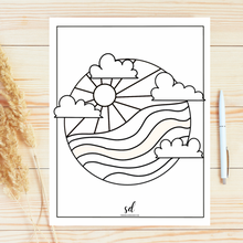 Load image into Gallery viewer, Sunset Waves Coloring Page
