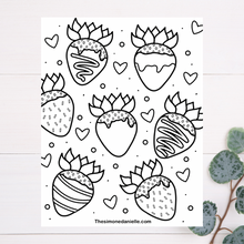 Load image into Gallery viewer, Chocolate Covered Strawberries Coloring Page | Daily Fun Printable Coloring Sheets for All Ages | Instant Download