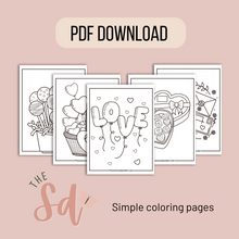 Load image into Gallery viewer, Valentine’s Day Coloring Bundle | Simple Coloring Pages | Instant PDF Download