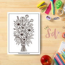 Load image into Gallery viewer, Flower Bouquet Coloring Page | Instant PDF Download