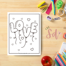 Load image into Gallery viewer, Love Balloons Coloring Page | Instant PDF Download