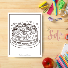 Load image into Gallery viewer, Strawberry Cake Coloring Page | Instant PDF Download