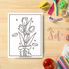 Load image into Gallery viewer, Tulip Bouquet Coloring Page | Instant PDF Download