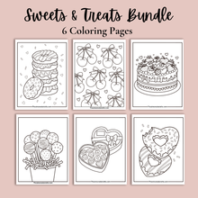 Load image into Gallery viewer, Sweets & Treats Dessert Coloring Bundle | Valentine’s Day Coloring Pages | Instant PDF Download