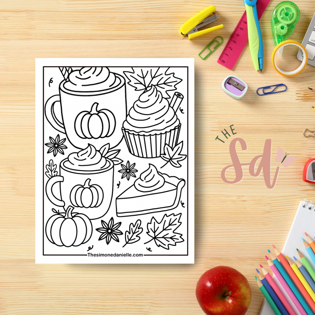 Fall Treats Coloring Page | Instant PDF Download