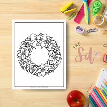 Load image into Gallery viewer, Winter Wreath Coloring Page | Instant PDF Download
