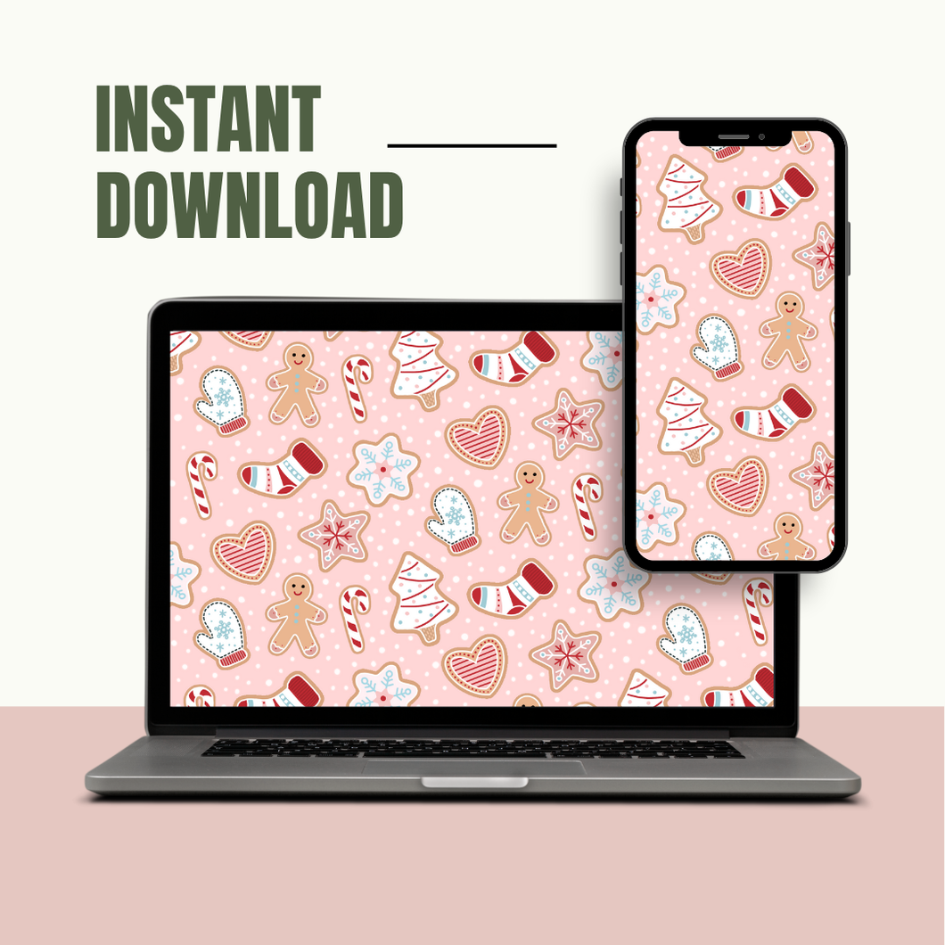 Christmas Cookies Pink Wallpaper