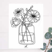 Load image into Gallery viewer, Flower Jar Coloring Page
