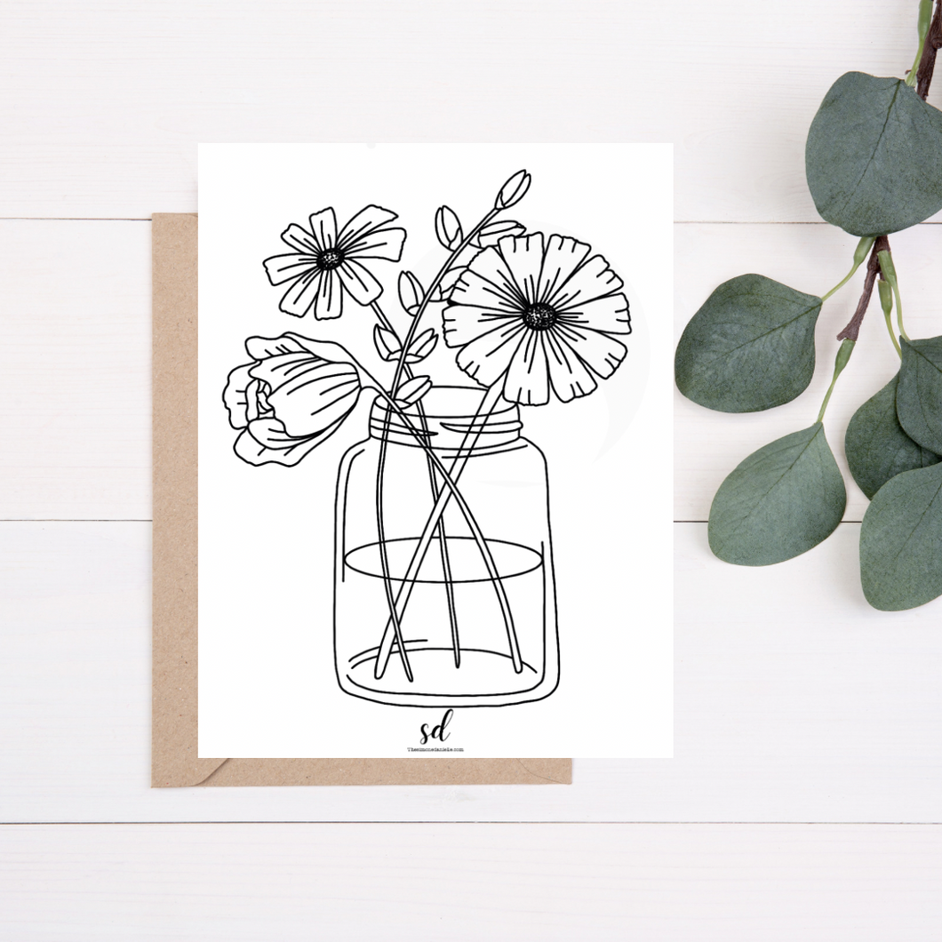 Flower Jar Coloring Page