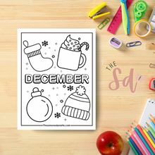 Load image into Gallery viewer, December Coloring Page | Instant PDF Download
