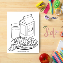 Load image into Gallery viewer, Milk &amp; Cookies Coloring Page | Instant PDF Download
