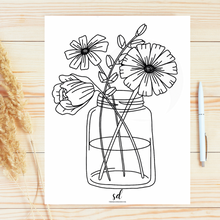 Load image into Gallery viewer, Flower Jar Coloring Page
