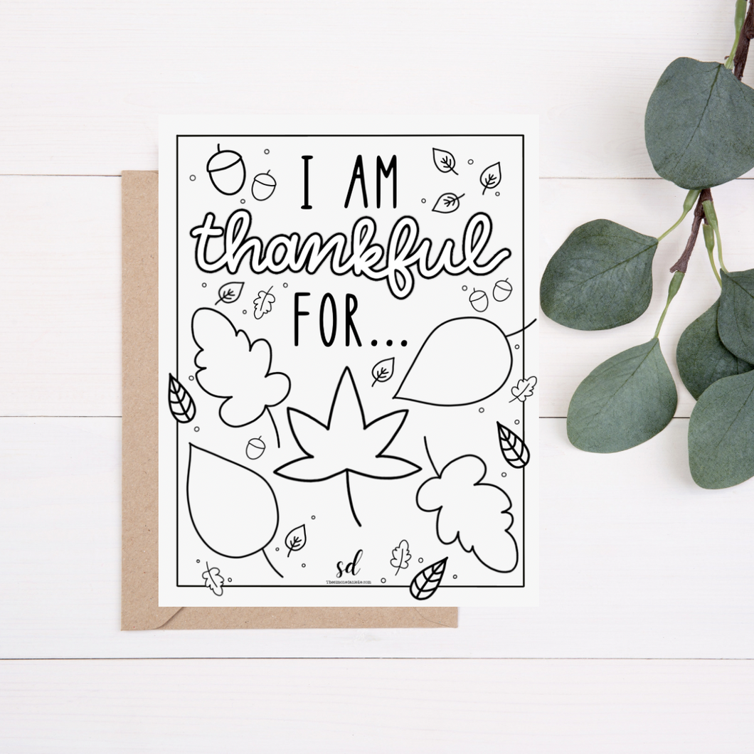 “I’m Thankful For” Coloring Page