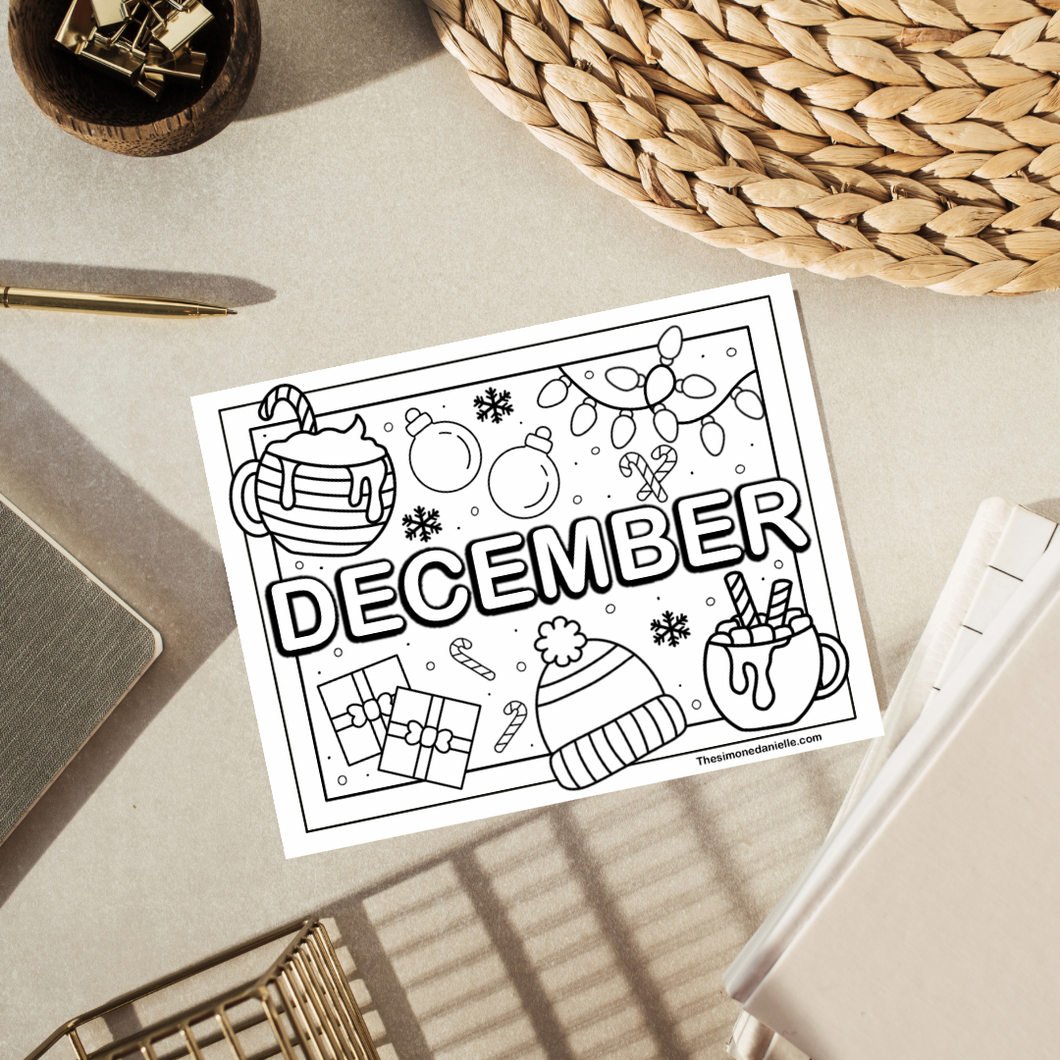 December Holiday Coloring Page