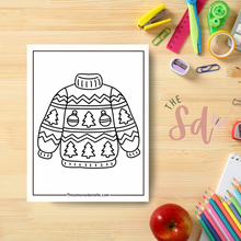 Load image into Gallery viewer, Cozy Sweater Coloring Page | Instant PDF Download
