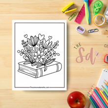 Load image into Gallery viewer, Book Lover Coloring Page | Instant PDF Download
