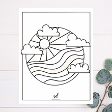 Load image into Gallery viewer, Sunset Waves Coloring Page
