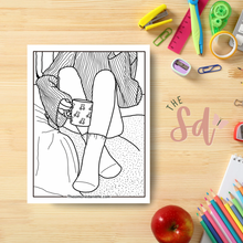 Load image into Gallery viewer, Cozy Girl Coloring Page | Instant PDF Download
