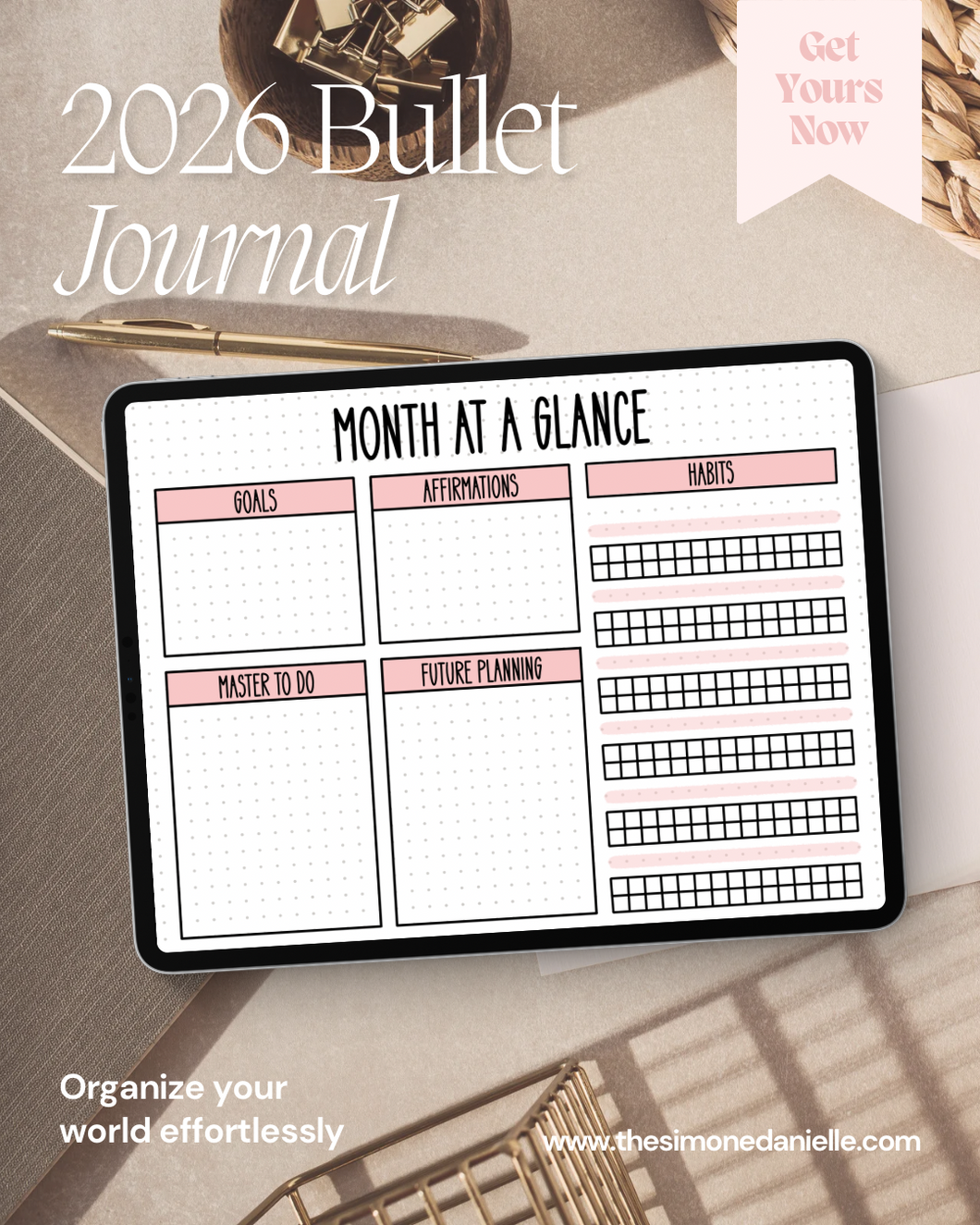 Organized in Pink | Minimalistic Digital Bullet Journal