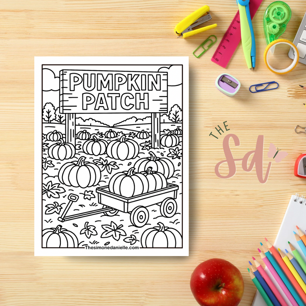 Pumpkin Patch Coloring Page | Instant PDF Download