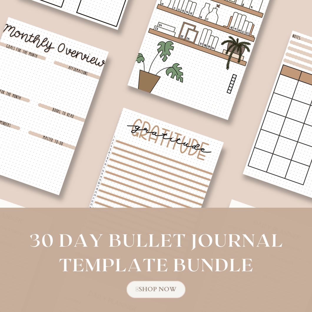 Boho Bliss: 30-Day Digital Bullet Journal (Landscape)