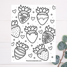 Load image into Gallery viewer, Chocolate Covered Strawberries Coloring Page
