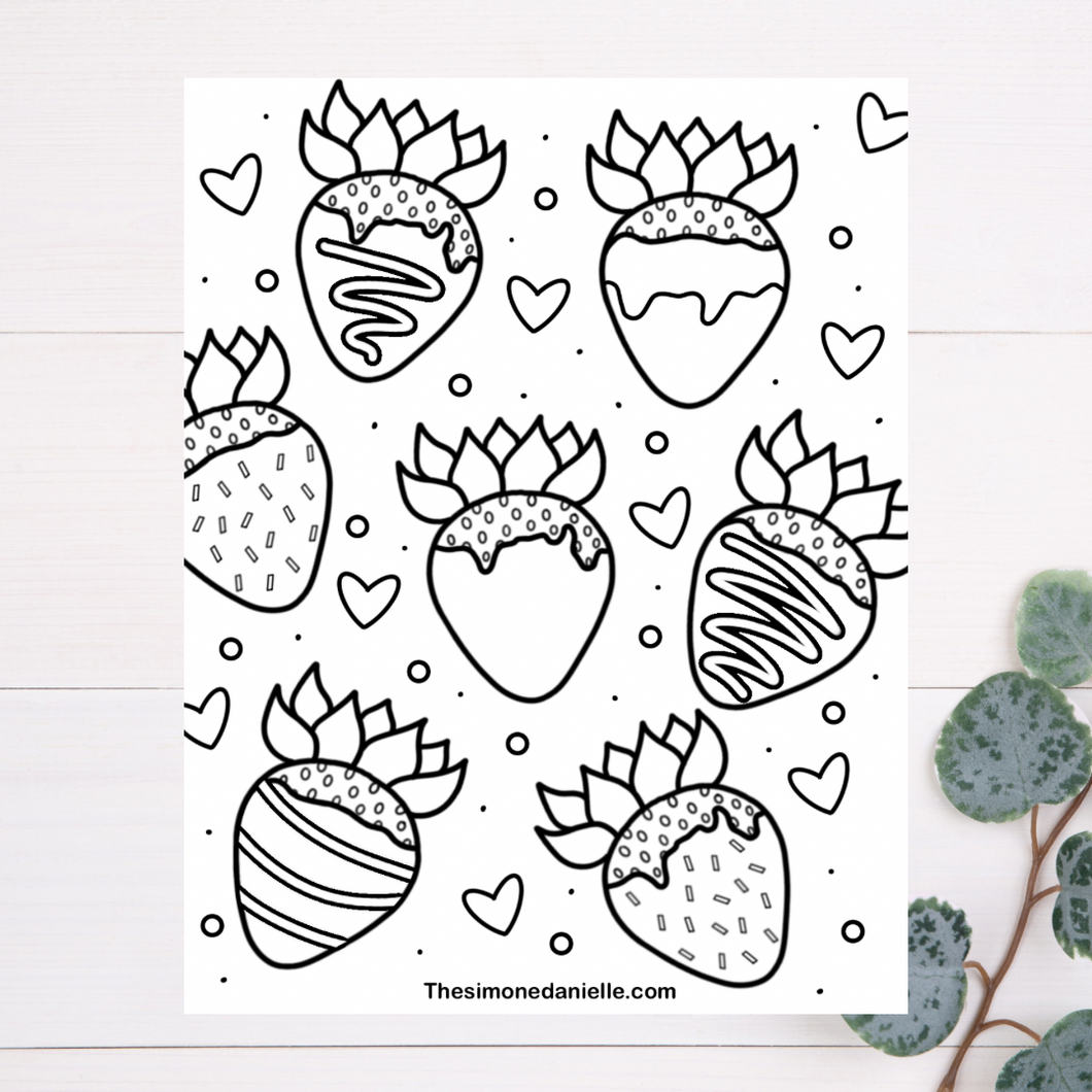 Chocolate Covered Strawberries Coloring Page