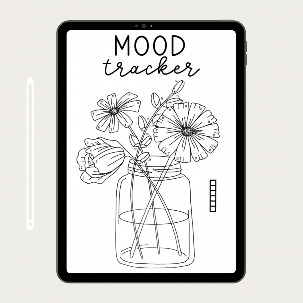 30 Day Flower Jar Mood Tracker | Digital Template