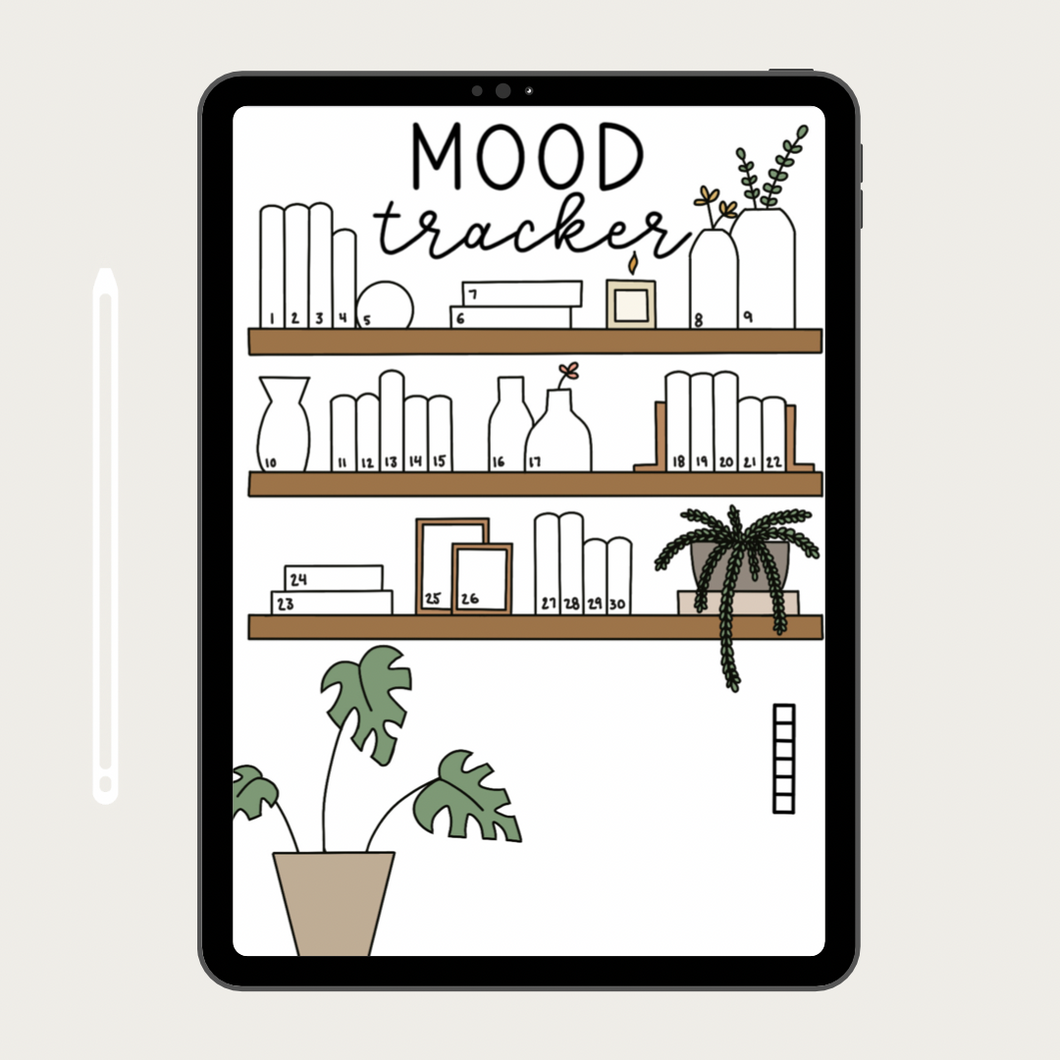 30 Day Bookshelf Mood Tracker | Digital Template